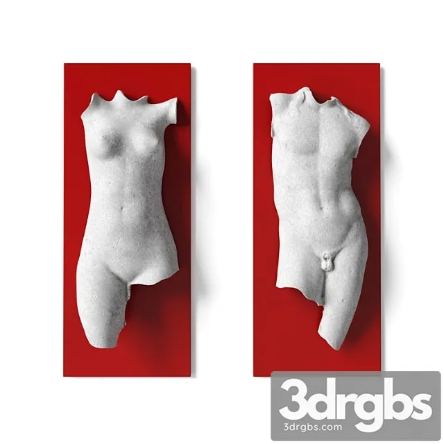 Man And Woman Torso Wall Panel 3D Model Free