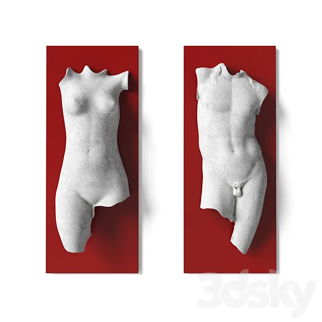 Man and woman torso wall panel 3D Model