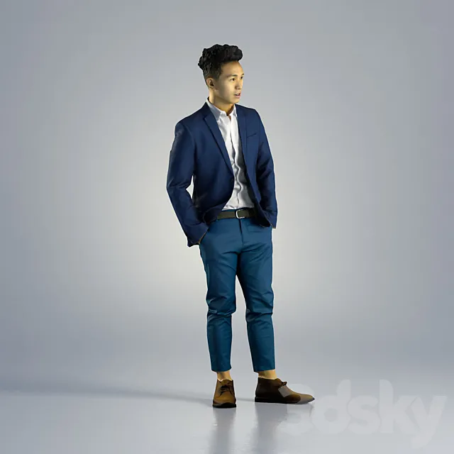Man Jake Business Standing 001 3D Model