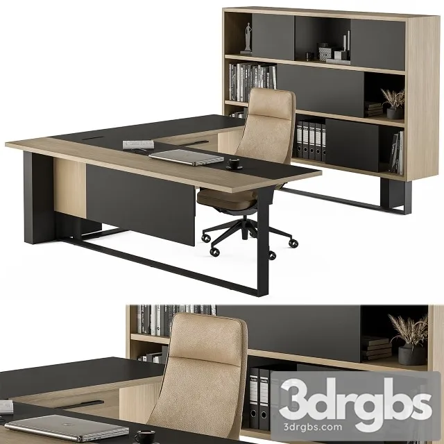 Manager Desk Set Office Furniture 359 3D Model Free