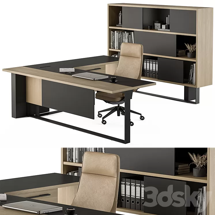Manager Desk Set - Office Furniture 359 3D Model Free