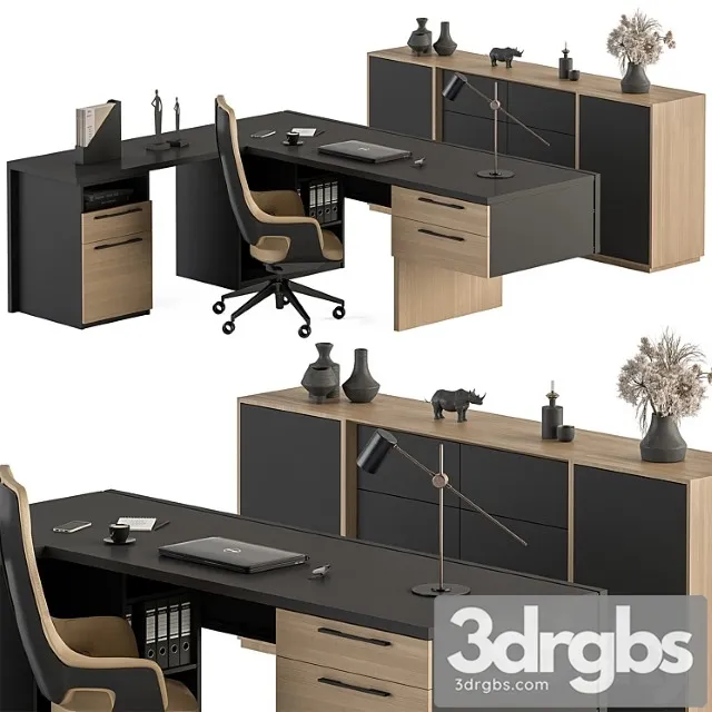 Manager desk set - office furniture 364 2 3D Model Free