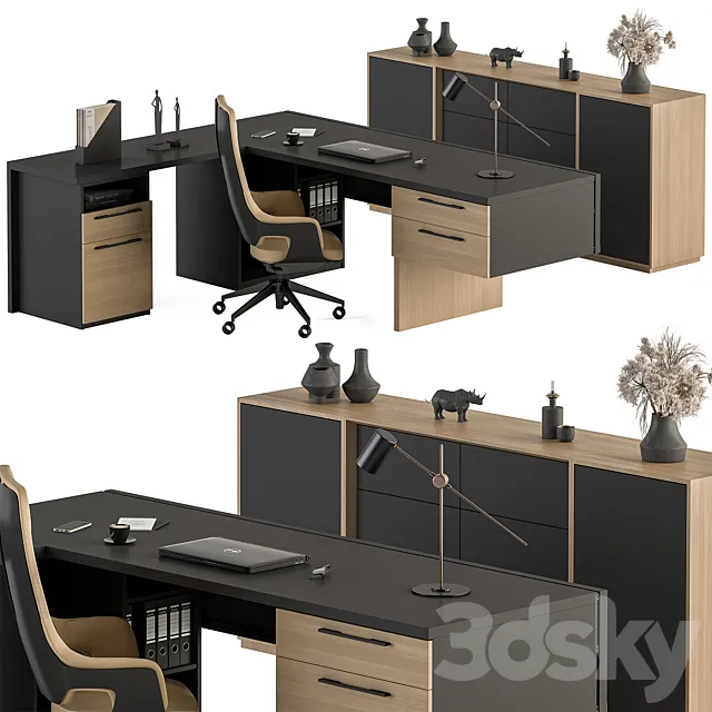 Manager Desk Set - Office Furniture 364 3D Model