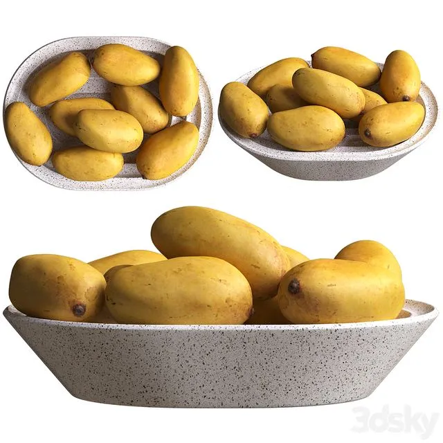 Mango in fruit bowl 02 3D Model