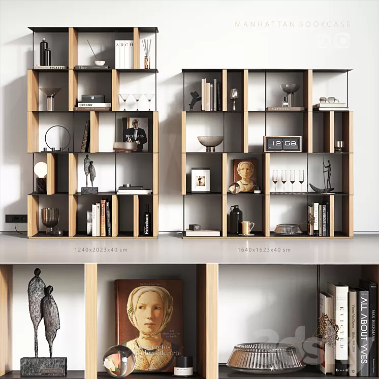 Manhattan bookcase 3D Model Free