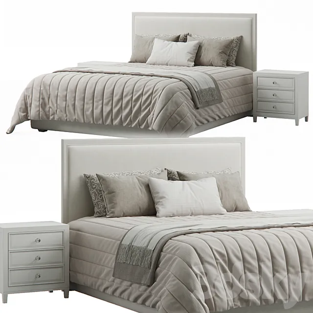 Manhattan Rectangular Headboard Bed by Bassett Furniture 3D Model