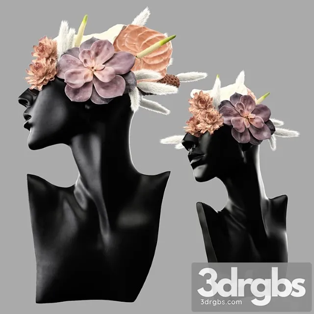 Mannequin Head Bust With A Bouquet Free Download
