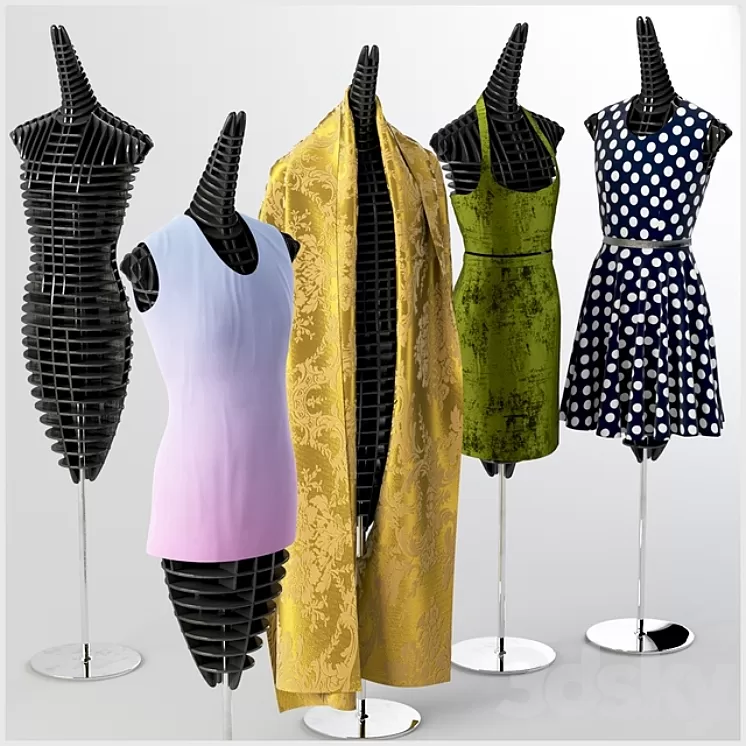 Mannequins with clothes 3D Model