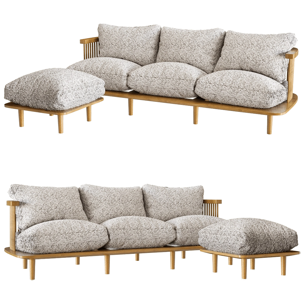 Manual mode - Sofa with ottoman Forest 3D Model