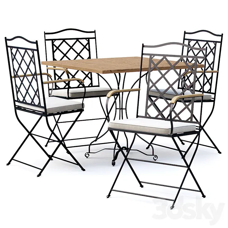 Manutti St.-Tropez Dining Chair with Firenze bistro table / Garden Furniture Set by Manutti 3D Model Free