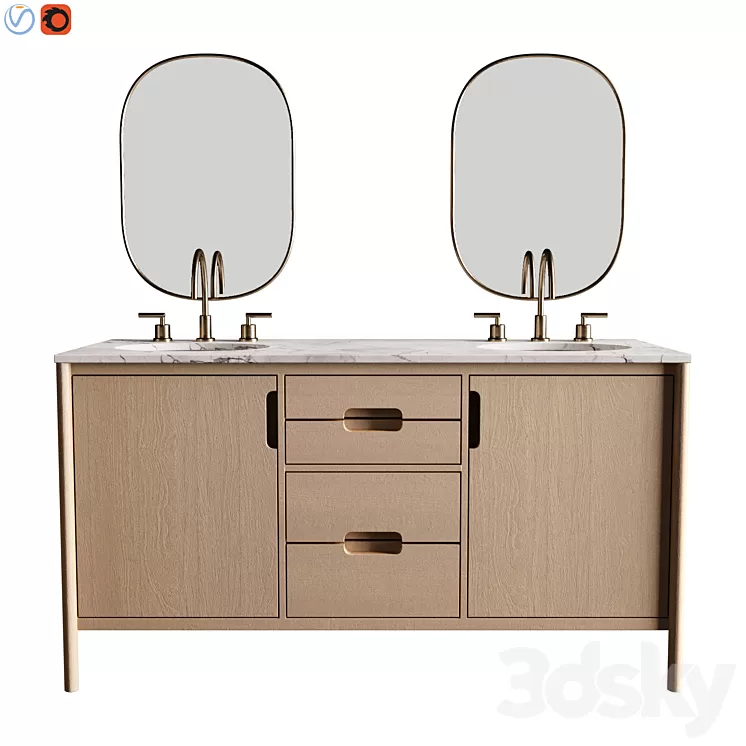 Manzanita 60 Double Sink Vanity 3D Model Free