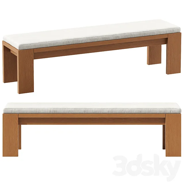 Marbella Teak Dining Bench 3D Model