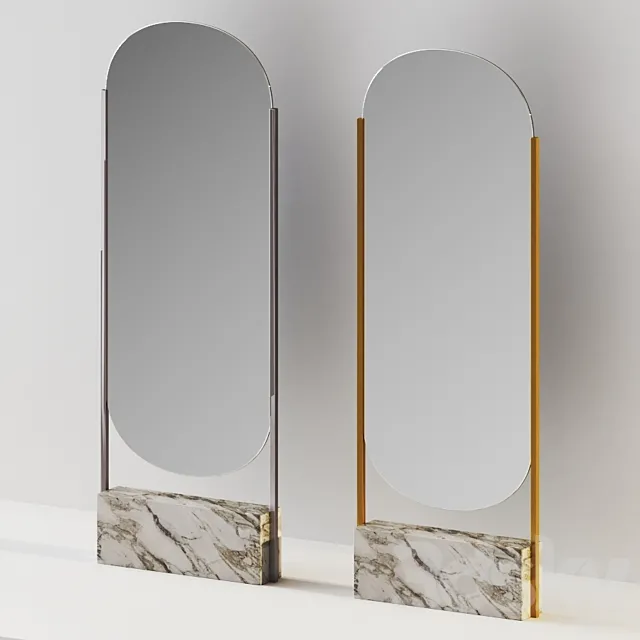 Marble Base Free Standing Mirror by Brett Beldock 3D Model