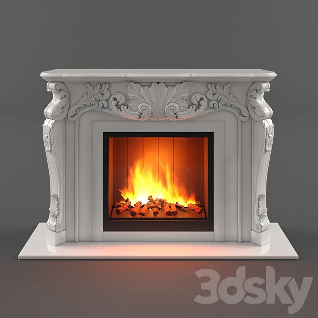 Marble fireplace carved classic 3D Model