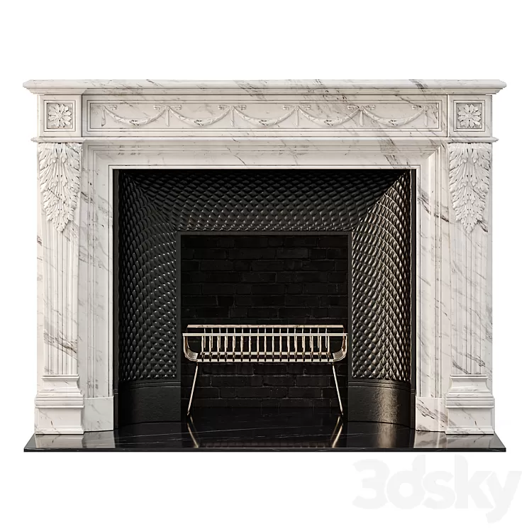 Marble french fireplace mantel 3D Model