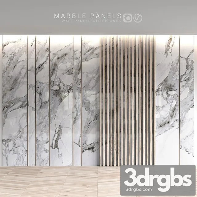 Marble panels with planks 3D Model Free