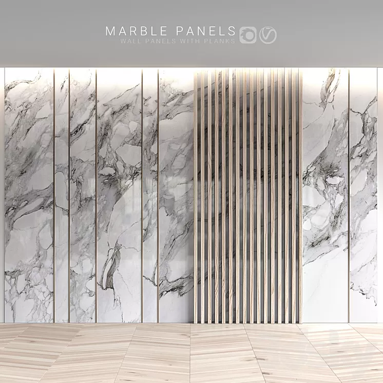 Marble panels with planks 3D Model