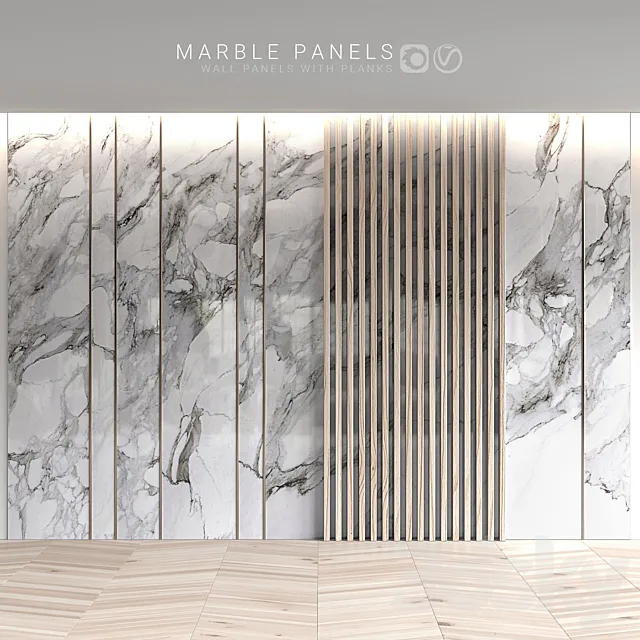 Marble panels with planks 3DModel