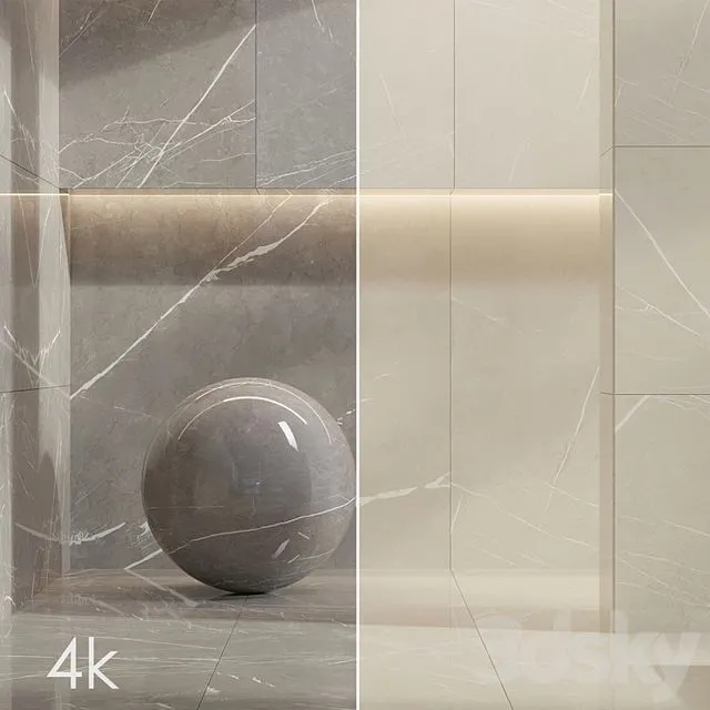 Marble Set 04 - Bundle - 2 Types of Pulpis Gray and Beige 4k 3D Model
