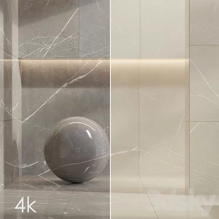 Marble Set 04 – Bundle – 2 Types of Pulpis: Gray and Beige / 4k 3D Model