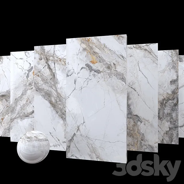 Marble Set Invisible Marble Gray 3D Model