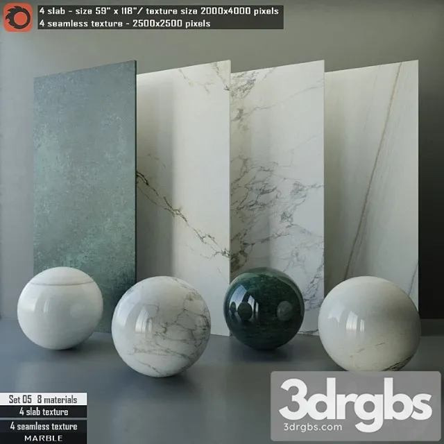 Marble slab & seamless texture set 05 3D Model Free