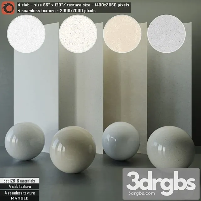 Marble slab & seamless texture set 126 3D Model Free