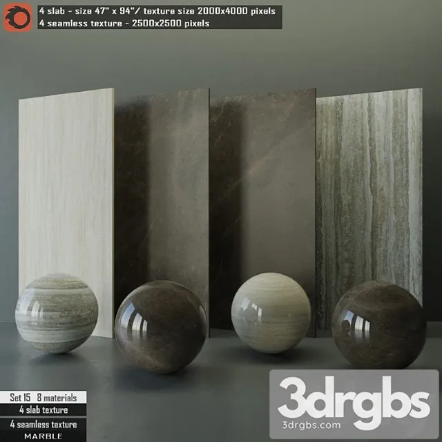 Marble slab & seamless texture set 15 3D Model Free