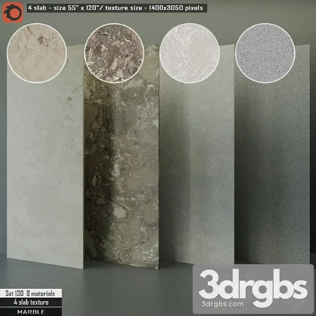 Marble slab set 130 3D Model Free
