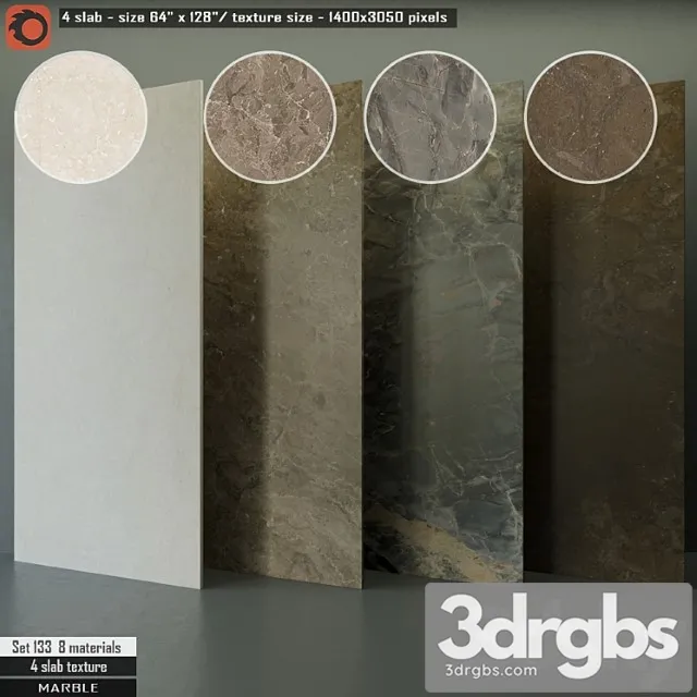 Marble slab set 133 3D Model Download