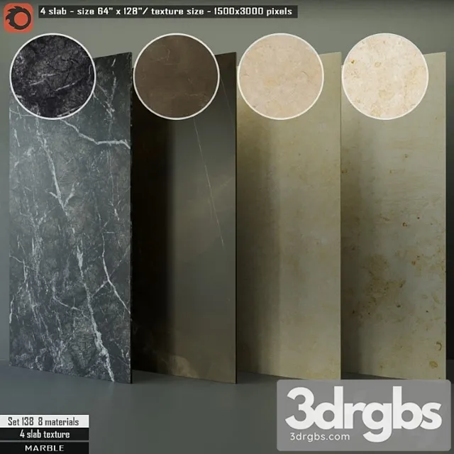 Marble slab set 138 3D Model Download