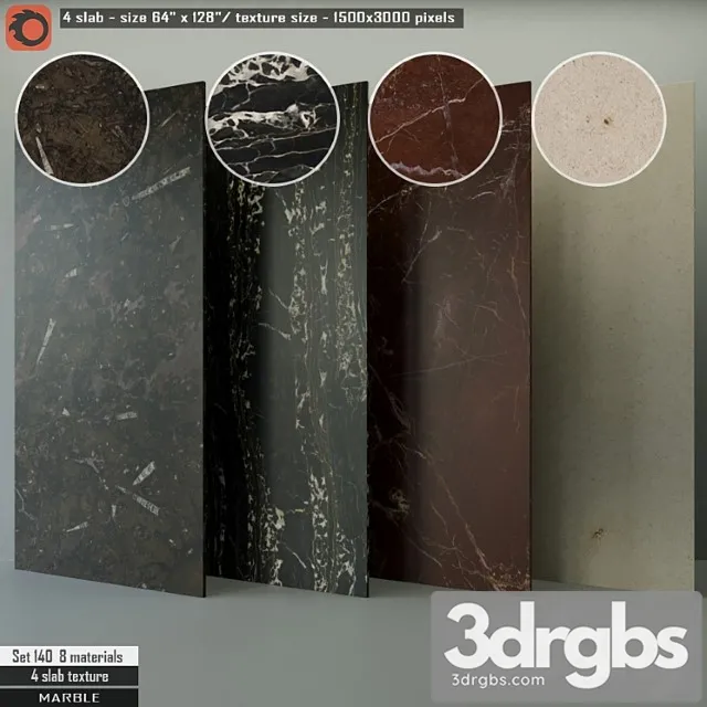 Marble slab set 140 3D Model Download