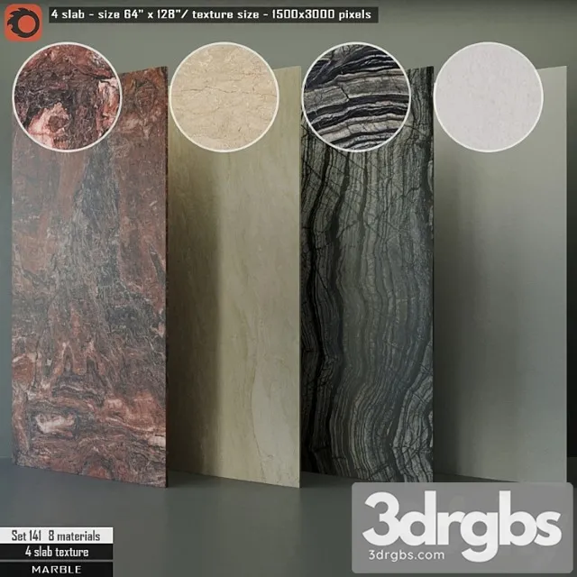 Marble slab set 141 3D Model Download