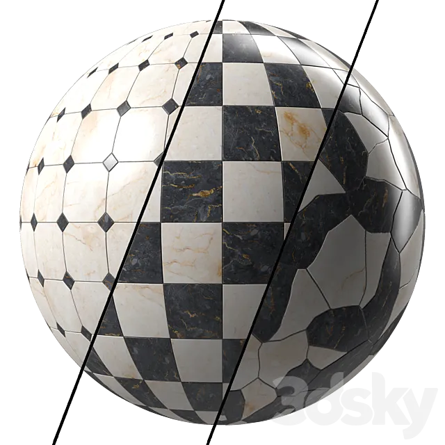 Marble Tile Materials 15- Marble Mixed by Stone - Pbr 4k Seamless Free Download