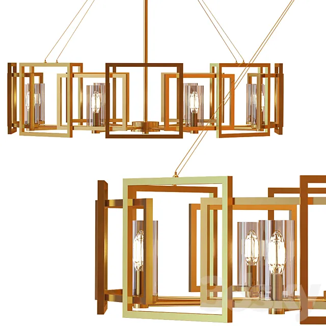 Marco 8-Light White Gold Chandelier with Clear Glass Shade 3DModel