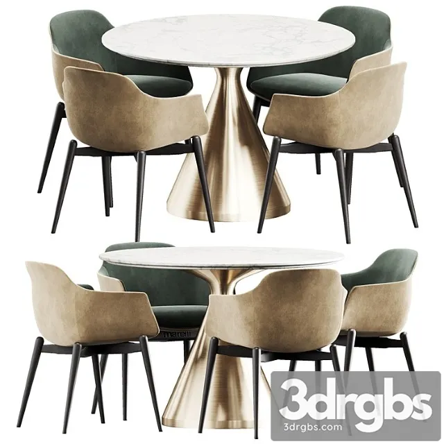 Marelli & West elm Silhouette dining set 3D Model Free