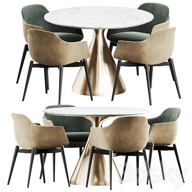 Marelli & West elm Silhouette dining set 3DModel