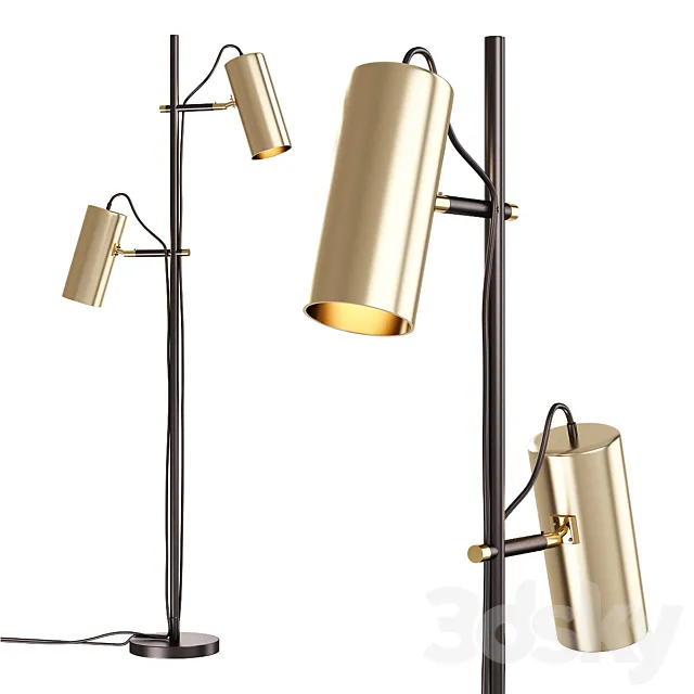 Maria Pergay Twin Stainless Steel Shade Floor Lamp 3D Model