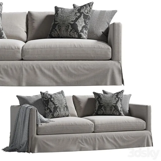 Marina Slipcover Sofa Gray 3D Model