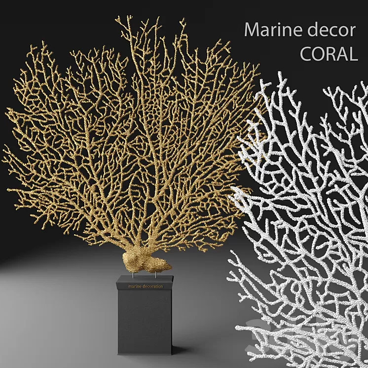 Marine decor CORAL coral luxury gold decor figurine luxury marine 3D Model