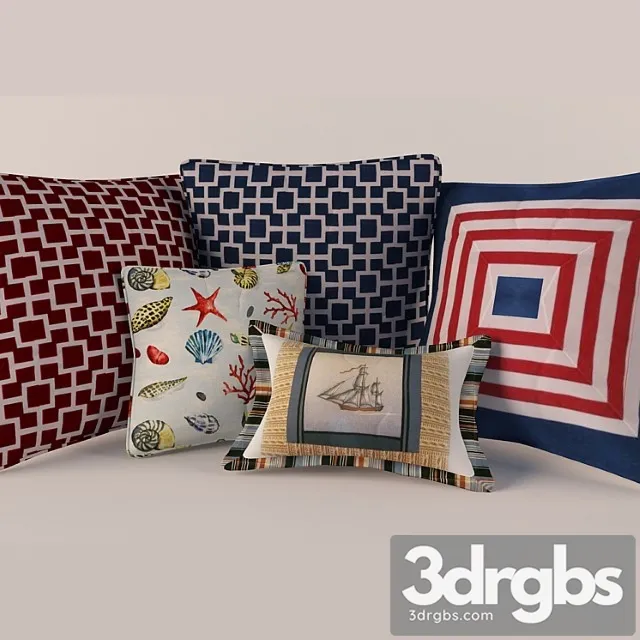 Marine Style Pillows 2 3D Model Free