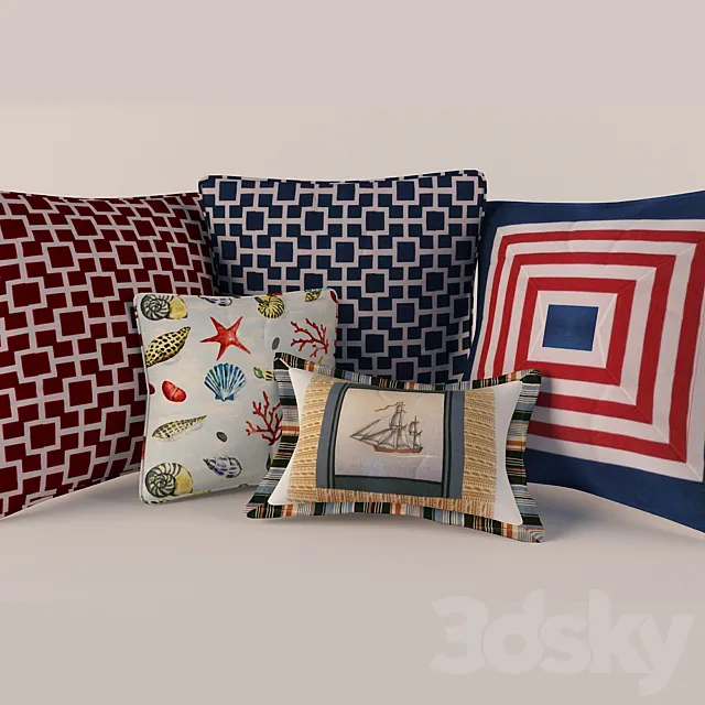 Marine-style pillows 3D Model