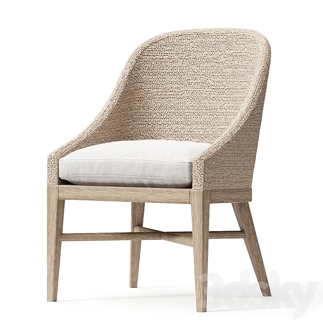 MARISOL SEAGRASS SLOPE ARM DINING SIDE CHAIR 3D Model
