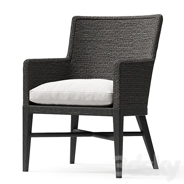 Marisol Seagrass Track Dining Armchair Black 3D Model