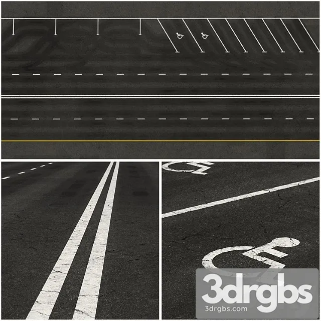 Marked Asphalt 3D Model Download