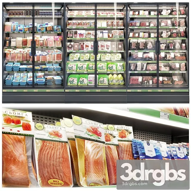 Market refrigerators 3D Model Download