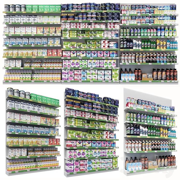 Market shelves 3D Model Free