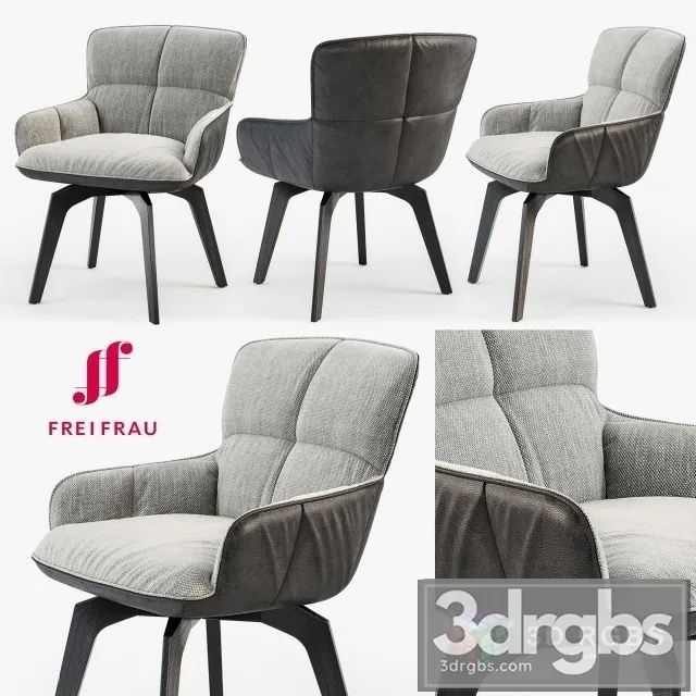 Marla Armchair Low Wooden Frame 3D Model Free