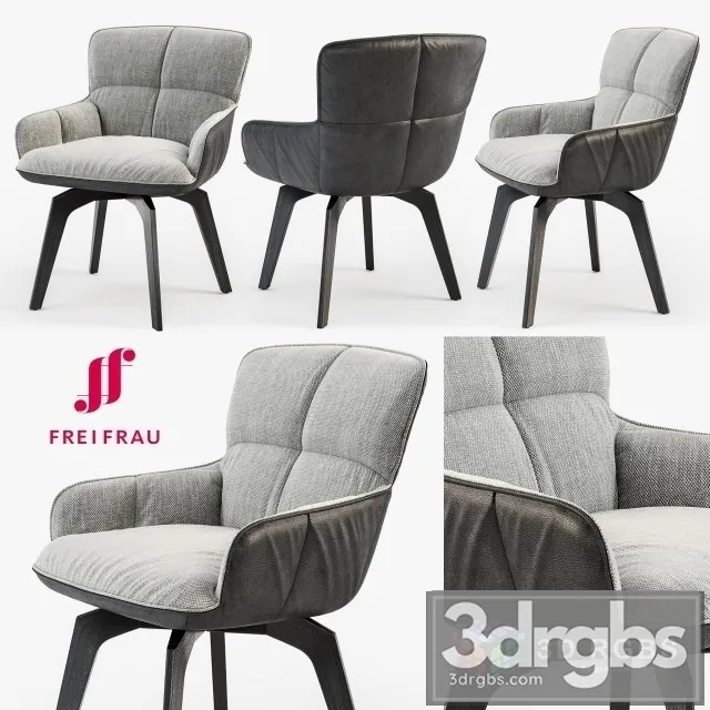 Marla Armchair Low Wooden Frame 3D Model Free
