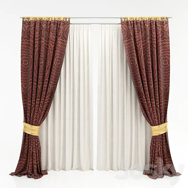 Maroon curtain 3D Model